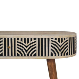 Wyld Haus Honolulu Monochrome Black And White Bone Inlay Console Table, Mango Wood Drawer - thumbnail 5