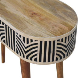 Wyld Haus Honolulu Monochrome Black And White Bone Inlay Console Table, Mango Wood Drawer - thumbnail 6