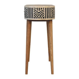 Wyld Haus Honolulu Monochrome Black And White Bone Inlay Console Table, Mango Wood Drawer - thumbnail 9