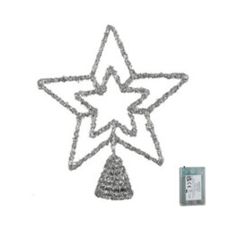 Samuel Alexander 28Cm Battery Powered Silver Christmas Star Tree Topper With Blue Multi-Action Leds - thumbnail 8