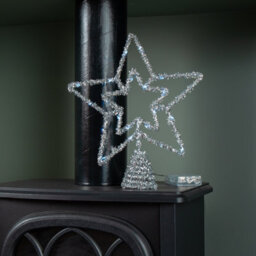 Samuel Alexander 28Cm Battery Powered Silver Christmas Star Tree Topper With Blue Multi-Action Leds - thumbnail 4