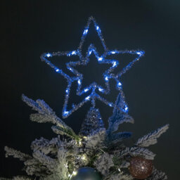 Samuel Alexander 28Cm Battery Powered Silver Christmas Star Tree Topper With Blue Multi-Action Leds - thumbnail 9