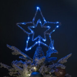 Samuel Alexander 28Cm Battery Powered Silver Christmas Star Tree Topper With Blue Multi-Action Leds - thumbnail 5