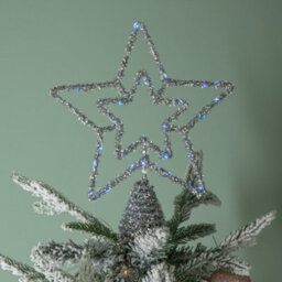 Samuel Alexander 28Cm Battery Powered Silver Christmas Star Tree Topper With Blue Multi-Action Leds - thumbnail 2