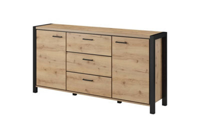 Arte Elegant Aktiv 26 Sideboard Cabinet 1800mm In Oak Taurus & Black Matt - Modern Storage Solution H910mm D410mm - image 1