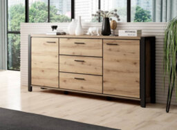 Arte Elegant Aktiv 26 Sideboard Cabinet 1800mm In Oak Taurus & Black Matt - Modern Storage Solution H910mm D410mm - thumbnail 4