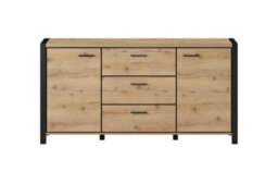 Arte Elegant Aktiv 26 Sideboard Cabinet 1800mm In Oak Taurus & Black Matt - Modern Storage Solution H910mm D410mm - thumbnail 3
