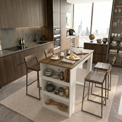 Decorotika Mado Kitchen Island Walnut White - image 1
