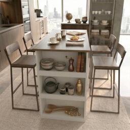 Decorotika Mado Kitchen Island Walnut White - thumbnail 2