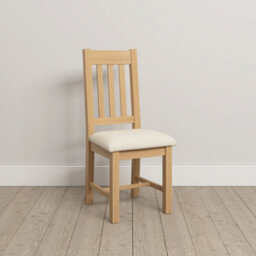 Seconique Windsor Pair Of Dining Chairs Real Solid Oak With Oat Fabric Seats Box Of 2
