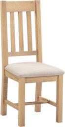 Seconique Windsor Pair Of Dining Chairs Real Solid Oak With Oat Fabric Seats Box Of 2 - thumbnail 2