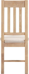 Seconique Windsor Pair Of Dining Chairs Real Solid Oak With Oat Fabric Seats Box Of 2 - thumbnail 3