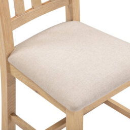 Seconique Windsor Pair Of Dining Chairs Real Solid Oak With Oat Fabric Seats Box Of 2 - thumbnail 6