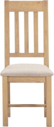 Seconique Windsor Pair Of Dining Chairs Real Solid Oak With Oat Fabric Seats Box Of 2 - thumbnail 4