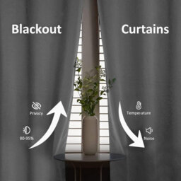 Ameha Plain Thermal Thick Insulated Curtain Dark Grey Blackout Eyelet Curtain For Living Room 90''x72'' Pair With Tie Backs - thumbnail 3