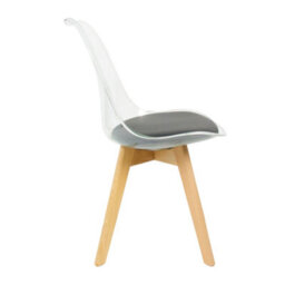 Fusion Living Soho Clear And Black Plastic Dining Chair With Squared Light Wood Legs - thumbnail 7