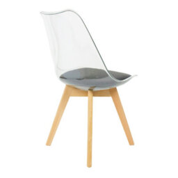 Fusion Living Soho Clear And Black Plastic Dining Chair With Squared Light Wood Legs - thumbnail 6