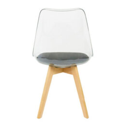 Fusion Living Soho Clear And Black Plastic Dining Chair With Squared Light Wood Legs - thumbnail 5