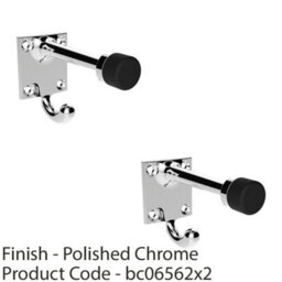 Loops 2 Pack - Square Hat & Coat Hook With Rubber Door Protector - Wall Mounted Polished Chrome - thumbnail 2