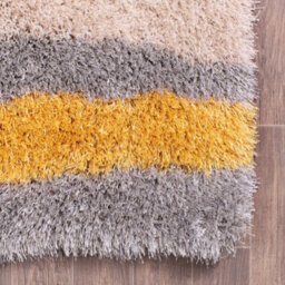 Boston Lightning Ochre Striped Shaggy Rug By Ultimate Rug -160Cm X 225Cm - thumbnail 3