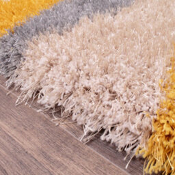 Boston Lightning Ochre Striped Shaggy Rug By Ultimate Rug -160Cm X 225Cm - thumbnail 4