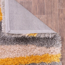 Boston Lightning Ochre Striped Shaggy Rug By Ultimate Rug -160Cm X 225Cm - thumbnail 5