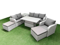 Fimous Pe Wicker Outdoor Rattan Furniture Sofa Sets Adjustable Lifting Dining Or Coffee Table 2 Big Footstools Side Table - thumbnail 1