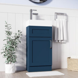 Belofay 400mm Bathroom Vanity Units With Basin With White Ceramic Bathroom Sink Soft Close Hinges & 1 Tap Hole (Crawley Blue) - thumbnail 1
