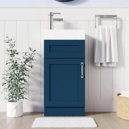 Belofay 400mm Bathroom Vanity Units With Basin With White Ceramic Bathroom Sink Soft Close Hinges & 1 Tap Hole (Crawley Blue) - thumbnail 4
