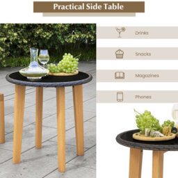 Costway 3 Piece Patio Conversation Set Wicker Chair & Side Table Set W/ Soft Cushions - thumbnail 7