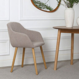 Luciano Upholstered Armchair In Premium Textured Linen Beige - thumbnail 2
