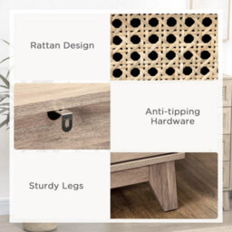 Chest Of Drawers, 4 Drawer Unit Storage Organiser With Rattan Element - thumbnail 5