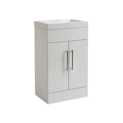 Homestylestore 502mm White Floorstanding Bathroom Vanity Unit And Chrome T Bar Handle - image 1