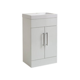 Homestylestore 502mm White Floorstanding Bathroom Vanity Unit And Chrome T Bar Handle - thumbnail 1