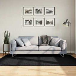 Berkfield Rug Oviedo Short Pile Black 140X200 Cm - thumbnail 1
