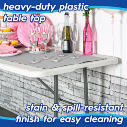 Harbour Housewares Folding Camping Picnic Table With Fitted Tablecloth - 180Cm (6Ft) - White/blue - Portable Plastic Outdoor Party Display - thumbnail 2