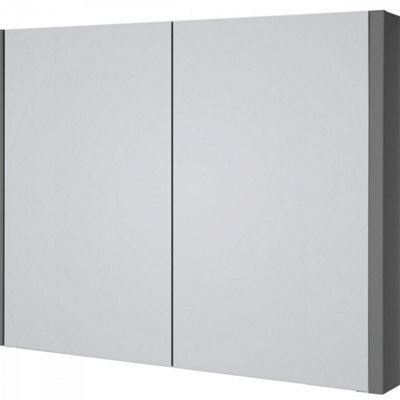 Clifton Mirror Bathroom Cabinet 800mm Wide - Storm Grey Gloss - (Urban) - image 1