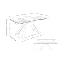 Angel Cerda Rectangular Extending Dining Table In Porcelain Marble And Taupe Grey Steel - thumbnail 7