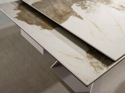 Angel Cerda Rectangular Extending Dining Table In Porcelain Marble And Taupe Grey Steel - thumbnail 4
