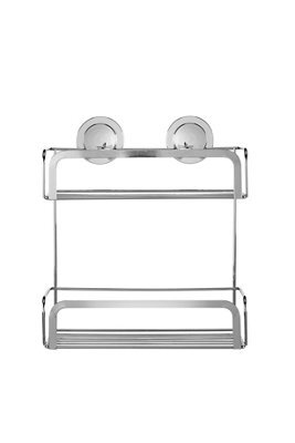 Croydex Stick'n'lock Chrome Effect Steel Shower Caddy (W)25Cm - image 1
