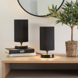 Valuelights Francis Pair Of Black Touch Table Lamps With Shade - thumbnail 2