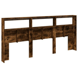 Berkfield Headboard Cabinet With Led Smoked Oak 220X17X102 Cm - thumbnail 8