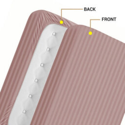 Ameha Peach Striped Microfibre Bedding Set Double, Reversible & Breathable Duvet Cover, Fitted Sheet & Pillowcases - thumbnail 5
