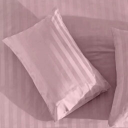 Ameha Peach Striped Microfibre Bedding Set Double, Reversible & Breathable Duvet Cover, Fitted Sheet & Pillowcases - thumbnail 6