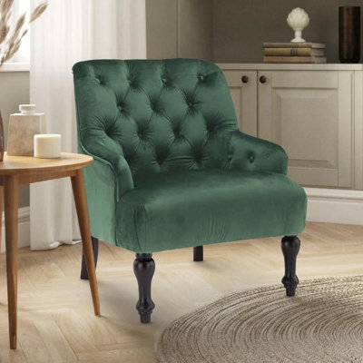 Velvet Bottle Green Armina Accent Chair - image 1
