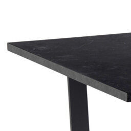 Wyld Haus Stovring Black Marble Effect Dining Table With Black U-Shaped Metal Legs - thumbnail 4