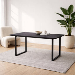 Wyld Haus Stovring Black Marble Effect Dining Table With Black U-Shaped Metal Legs - thumbnail 1
