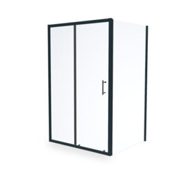 Nes Home Black 1400 X 800mm Shower Enclosure Sliding Door & Glass Side Panel - thumbnail 5
