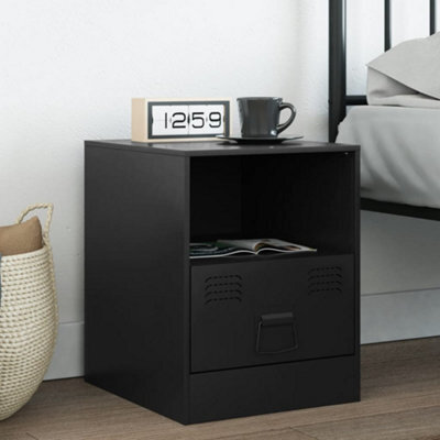 Berkfield Bedside Cabinet Black 34.5X39X44 Cm Steel - image 1