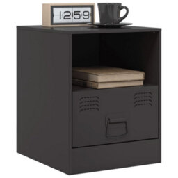 Berkfield Bedside Cabinet Black 34.5X39X44 Cm Steel - thumbnail 4